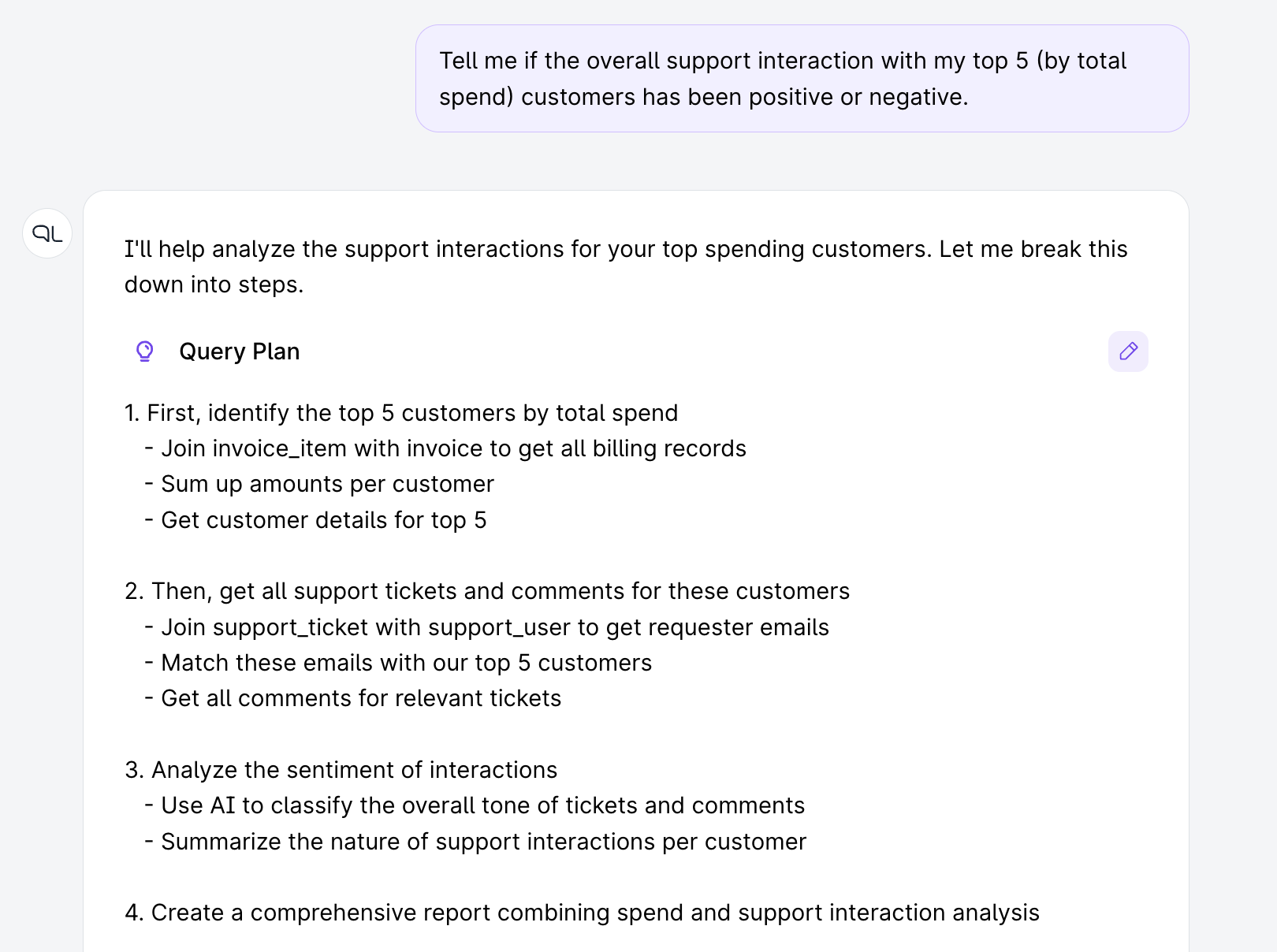 A PromptQL agent chat instance
